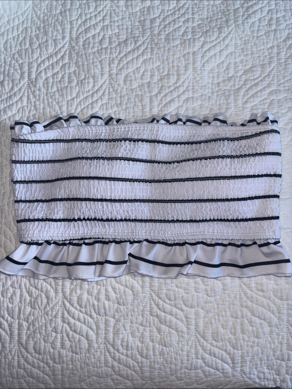 Smocked Swim Halter Black & White Large